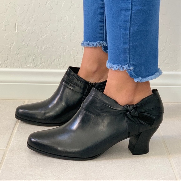 Black Leather Mary Jane Shootie Ankle Bootie - Picture 3 of 7